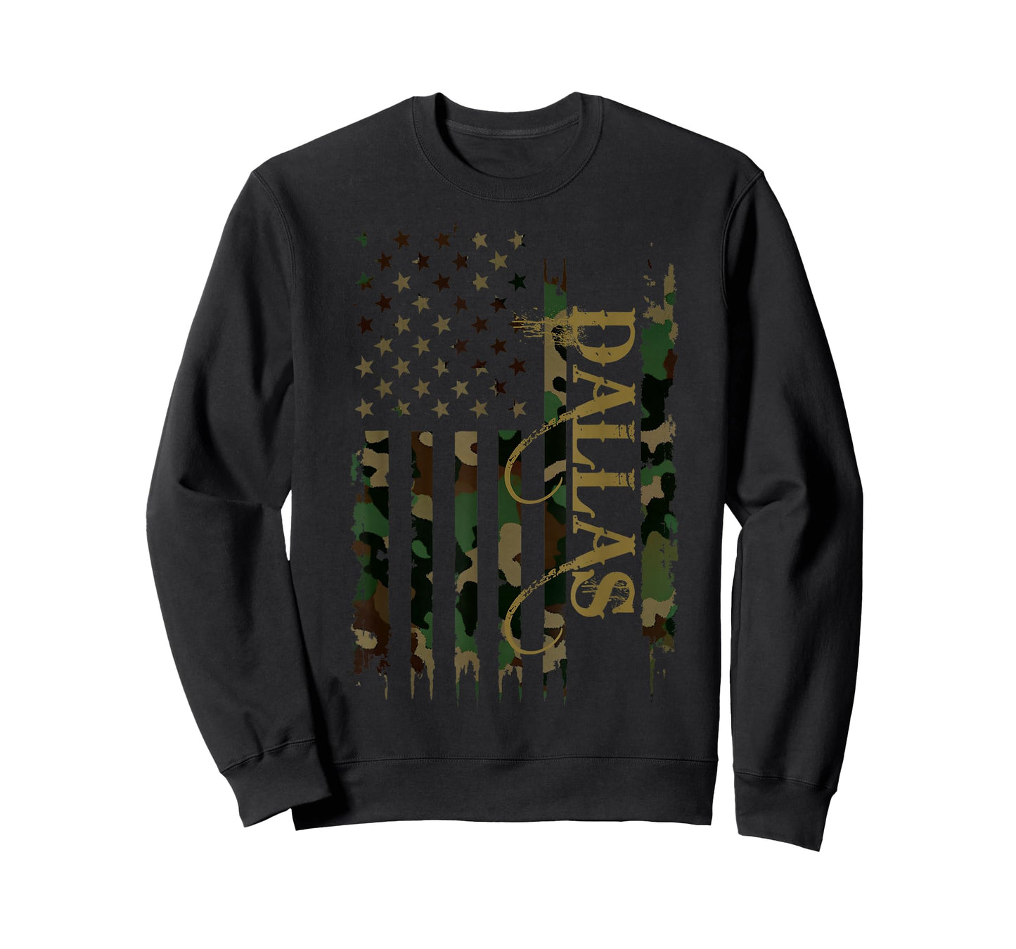 Dallas United States Distressed Camo w US Flag T-Shirt