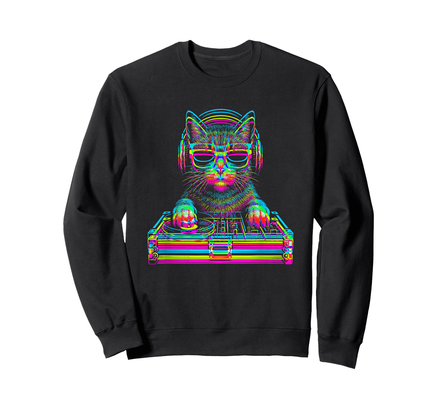 Vaporwave Cat DJ Techno Rave EDM Music Concert Party T-Shirt