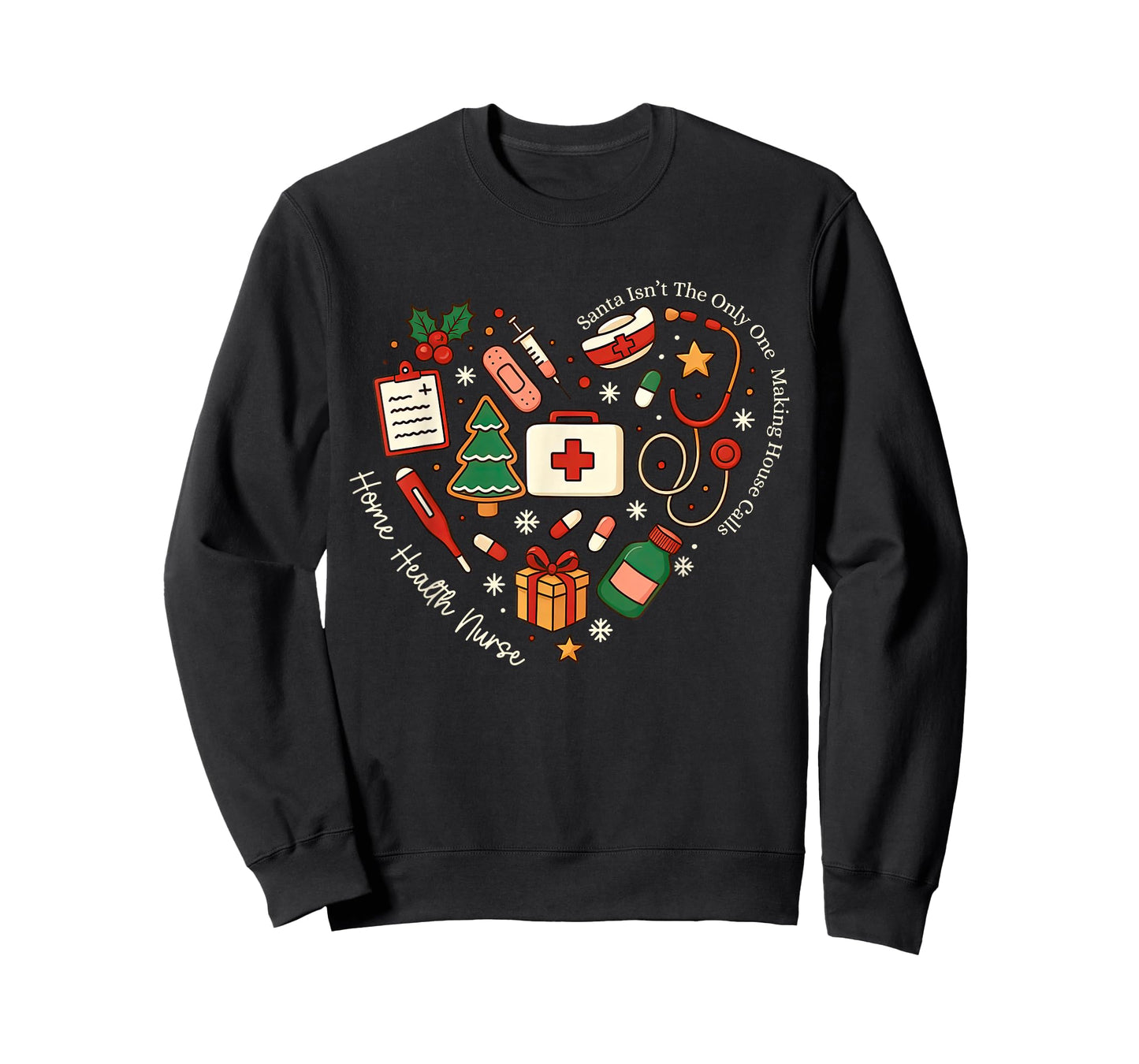 Christmas Home Health Nurse Heart Public Health Registered T-Shirt