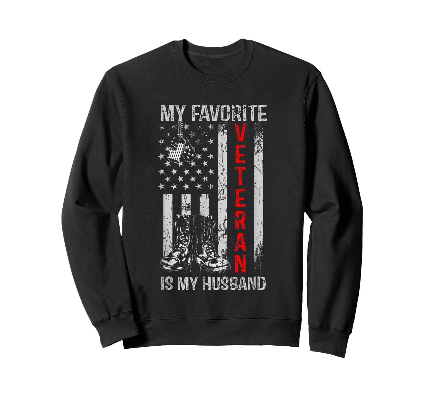 My Favorite Veteran Is My Husband US Flag Retro Veteran Day T-Shirt