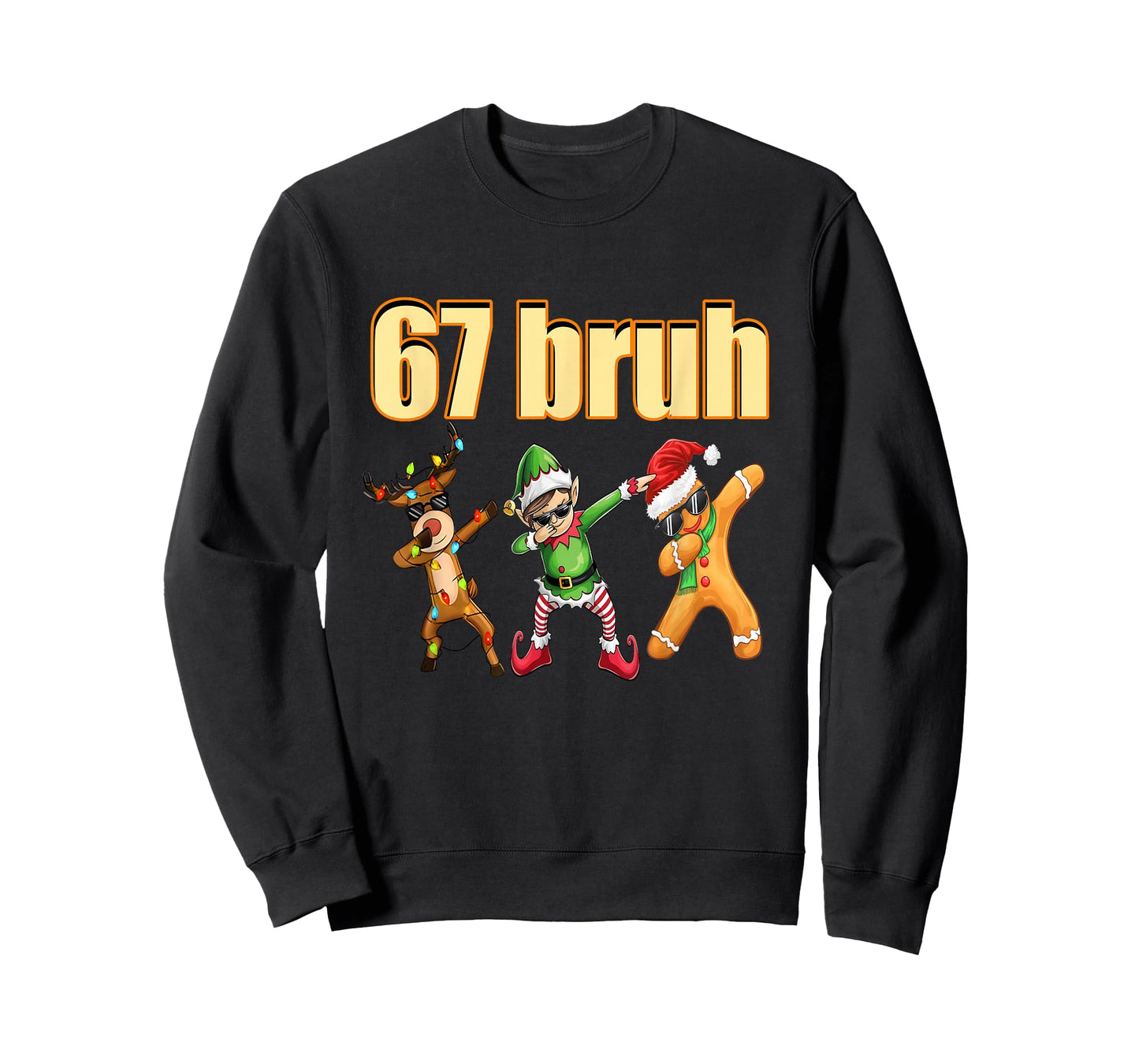 67 Meme Dabbing Elf Reindeer Gingerbread Six Seven Xmas PJ T-Shirt