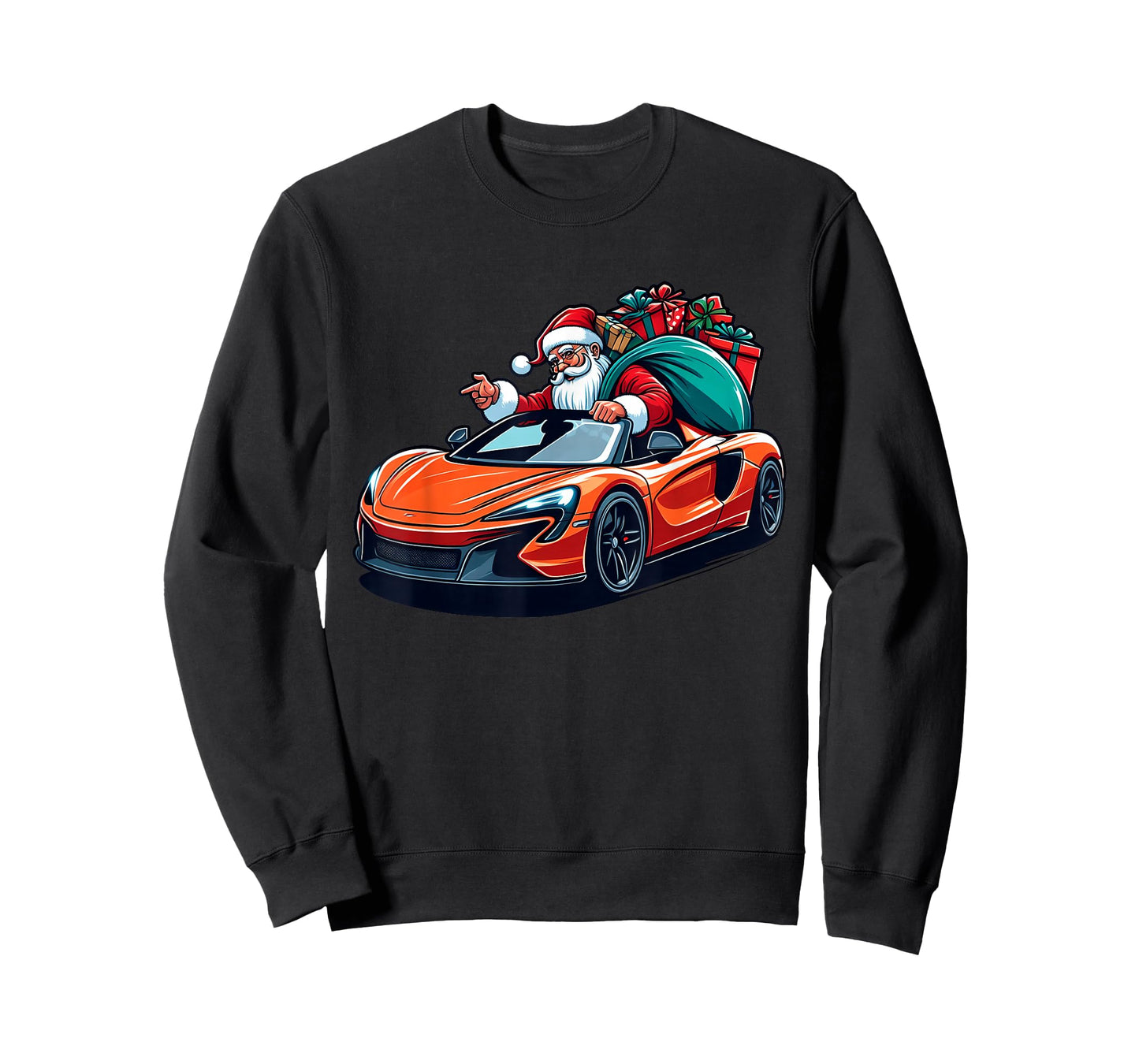 Funny Cool Santa Driving Sport Car Christmas Driver Pajama T-Shirt