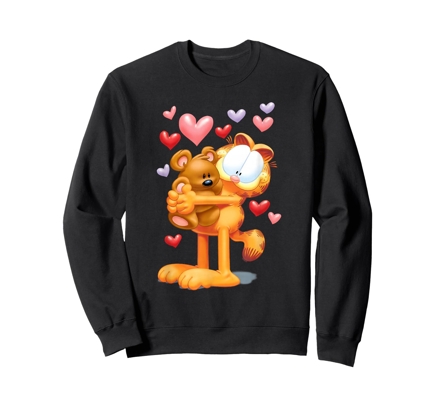Garfield Hugging Pooky Hearts 3D Valentine's Day Cartoon Cat T-Shirt