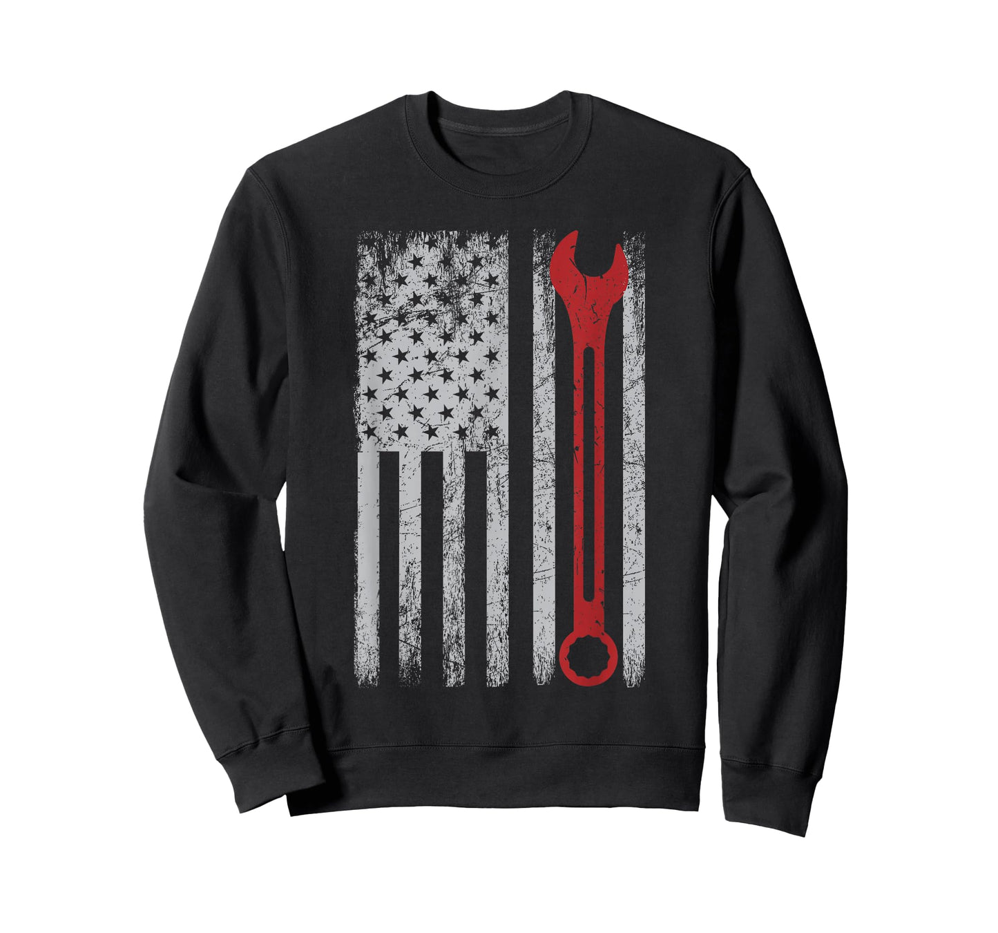 Auto Repairman Car Mechanic Wrench Workshop Tools USA Flag T-Shirt