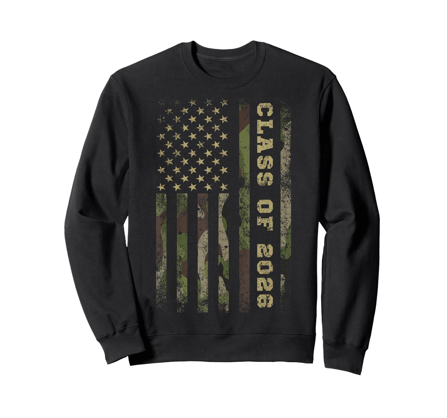 Camo Camouflage Class of 2026 Senior DONE Distressed US Flag T-Shirt