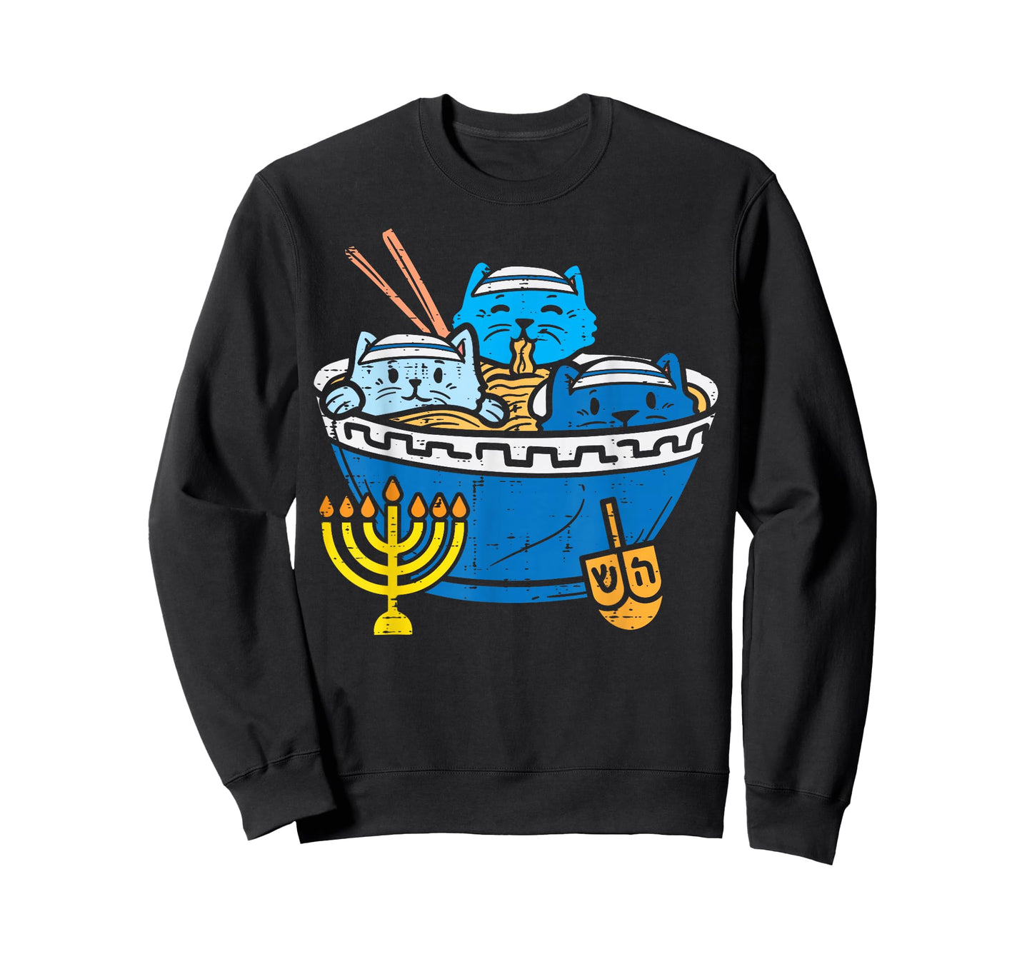 Jewish Cats Ramen Kitten Anime Hanukkah Pajamas Chanukah PJs T-Shirt