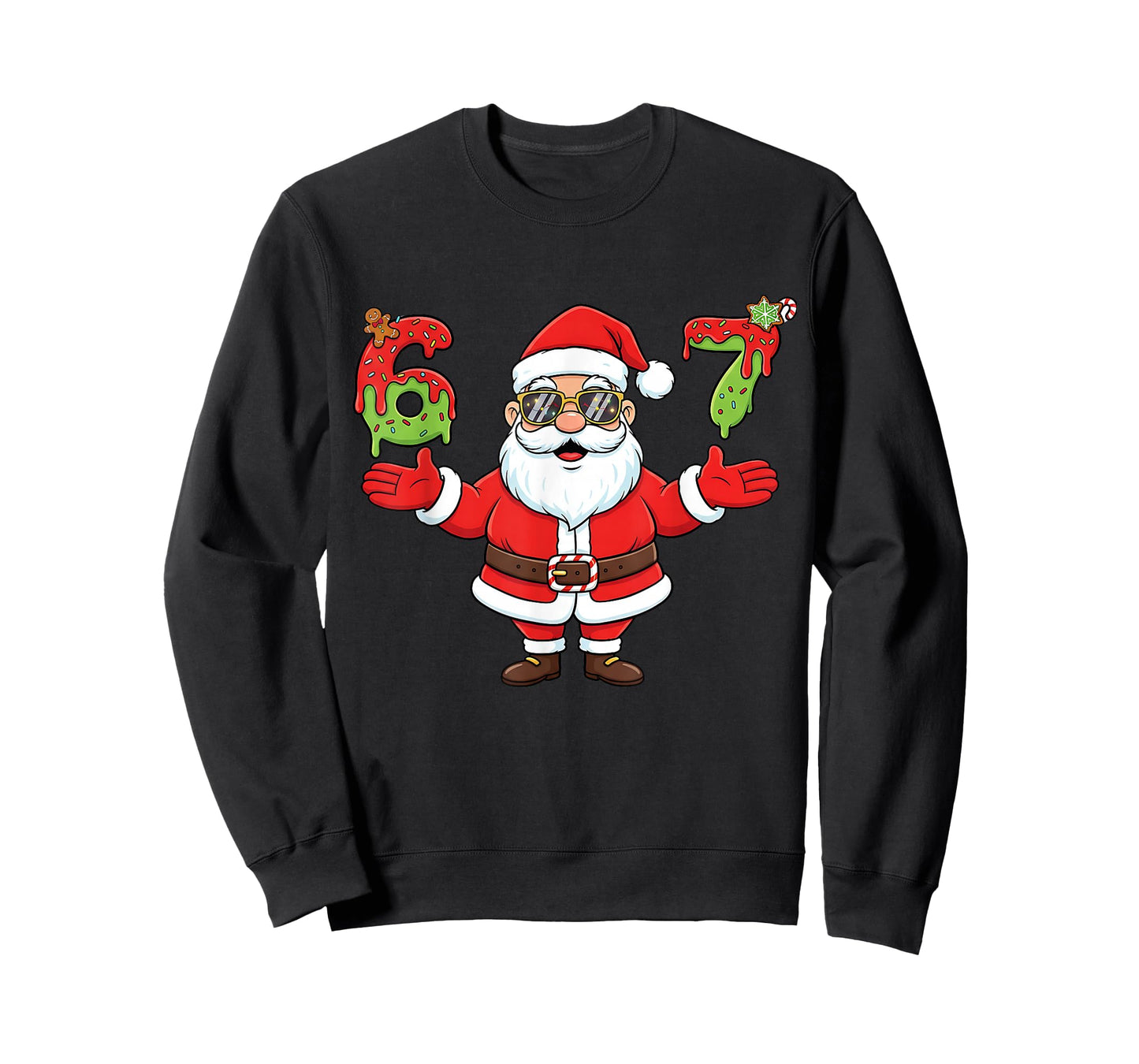 67 Christmas Santa Funny Six Seven Ice Cream Drip Christmas T-Shirt