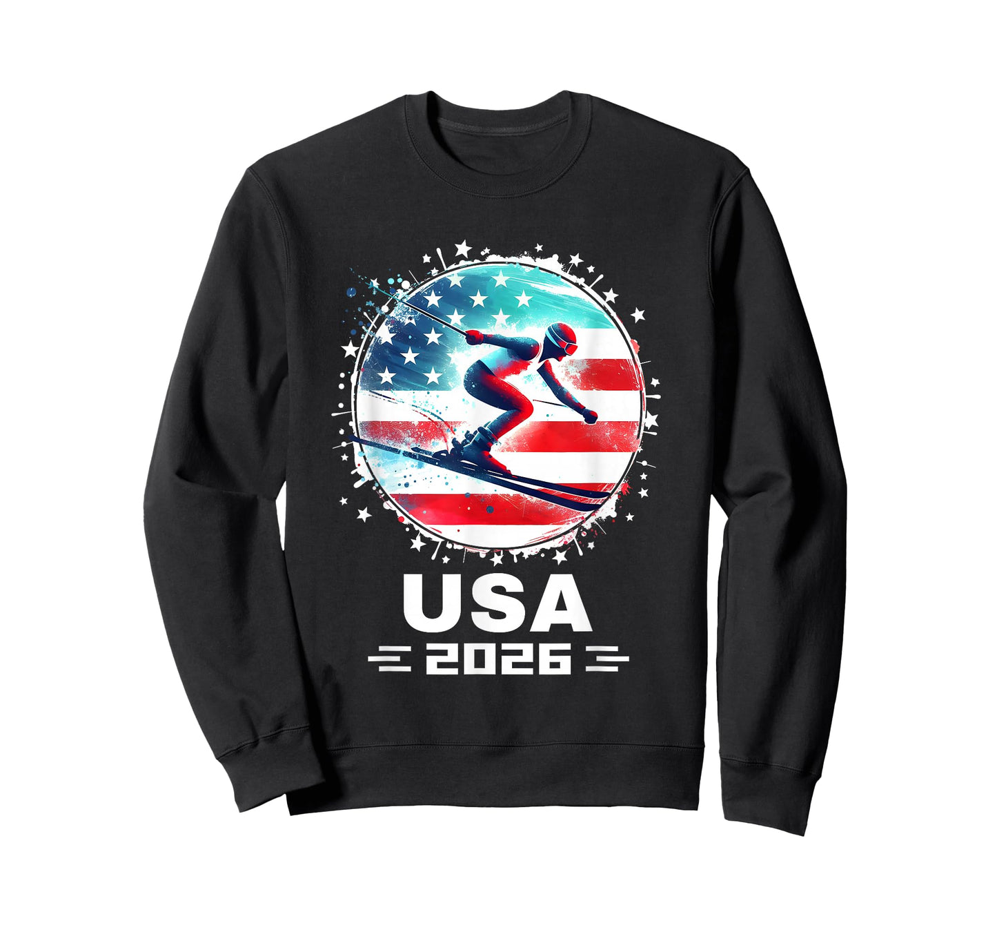USA Team 2026 United States American Flag Skiing USA Ski T-Shirt