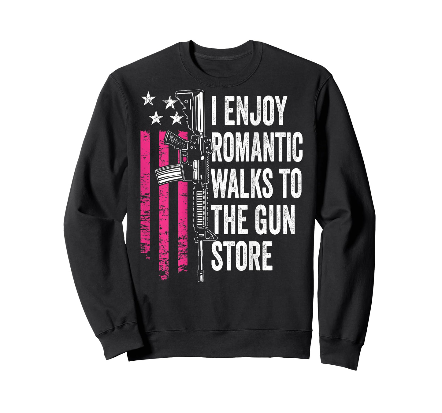 I Enjoy Romantic Walks To The Gun Store - Womens Guns (BACK) T-Shirt