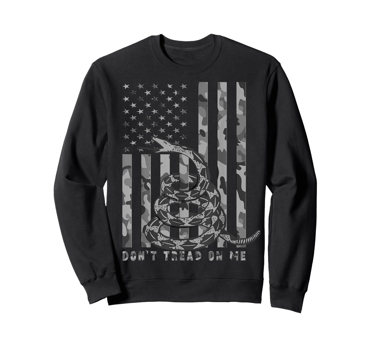 Don't Tread on Me White Camo American Flag Snake T-Shirt