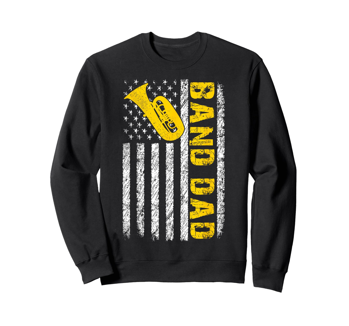 Band Dad Baritone Euphonium Distressed USA Flag Fathers Day T-Shirt