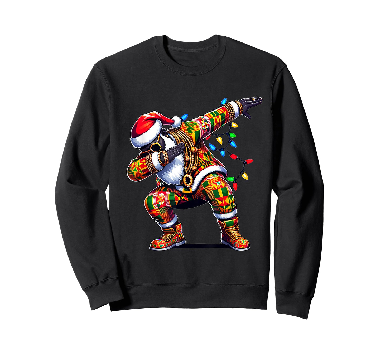 Dabbing Black African American Santa Claus Hip hop Xmas PJS T-Shirt