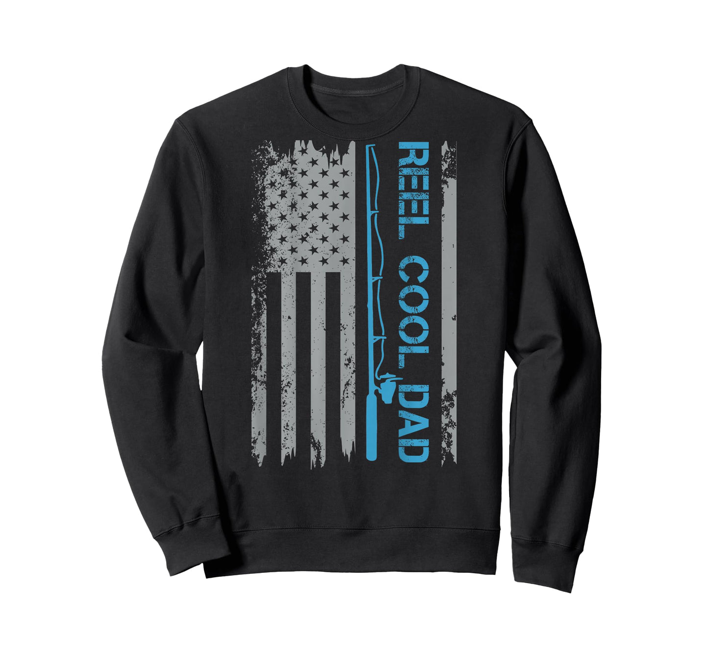 Reel Cool Dad Fishing USA Flag Patriotic 4th of July On Back T-Shirt for Men