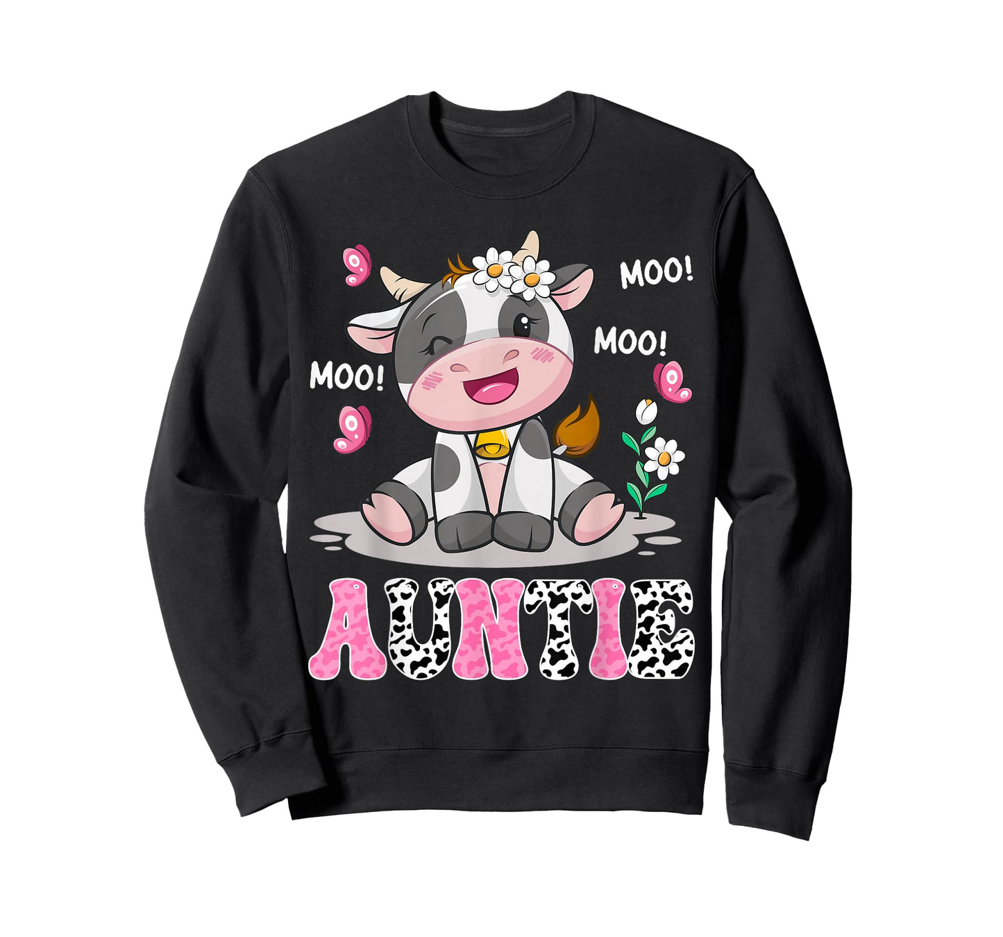 Auntie Cute Cow Moo Moo Farmer Birthday Family Matching T-Shirt
