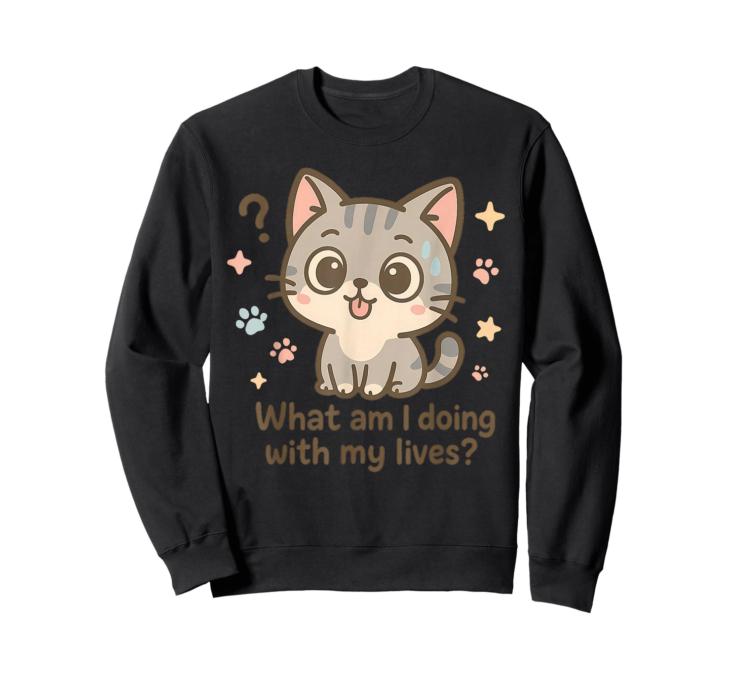 What Am I Doing with My Lives Cute Cat Humor T-Shirt
