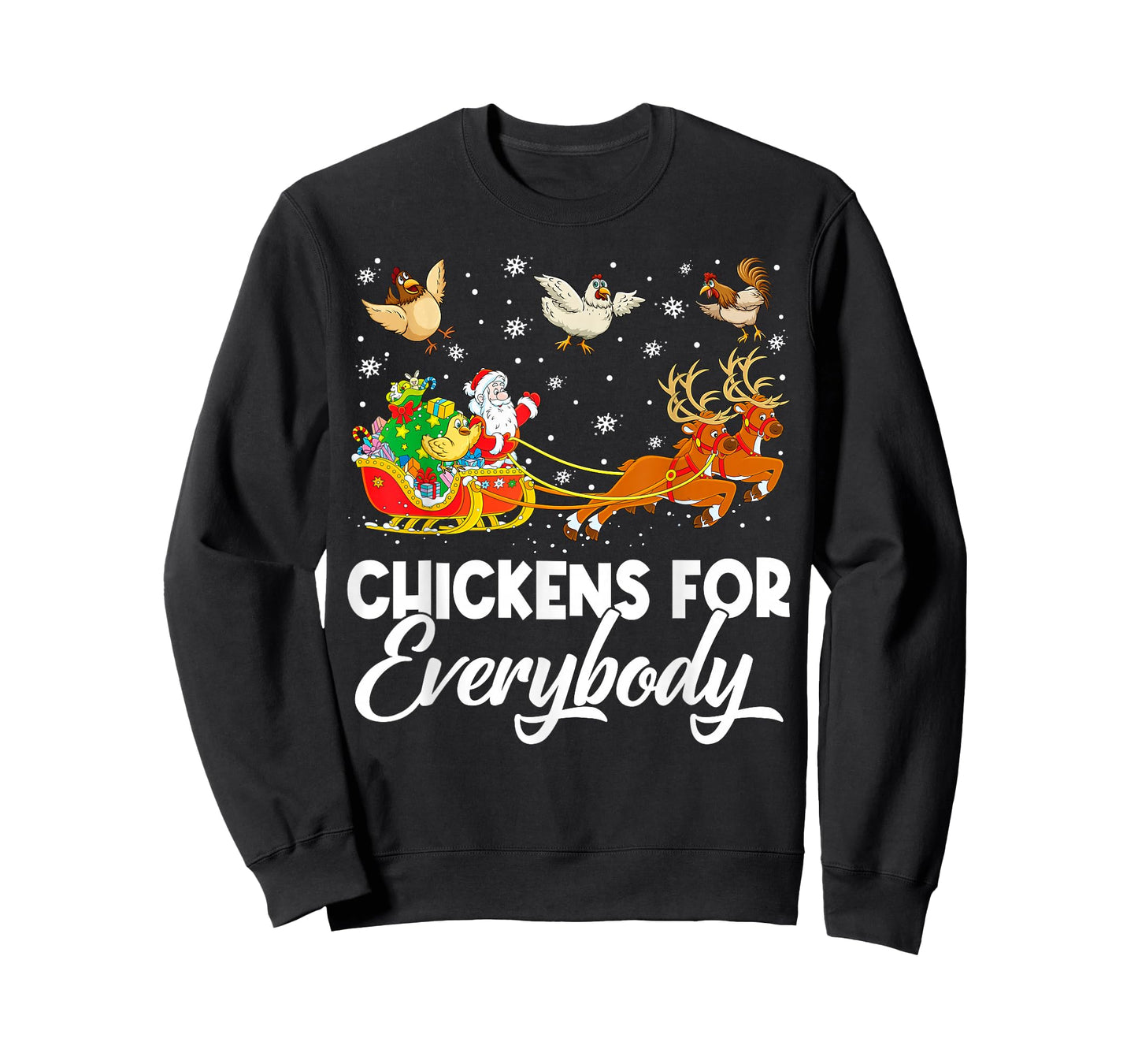 Chickens for Everybody Santa Sleigh Merry Christmas Pajamas T-Shirt
