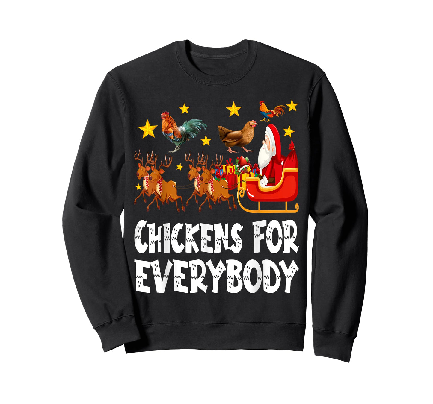 Chickens For Everybody Christmas Chicken Funny Xmas Santa T-Shirt
