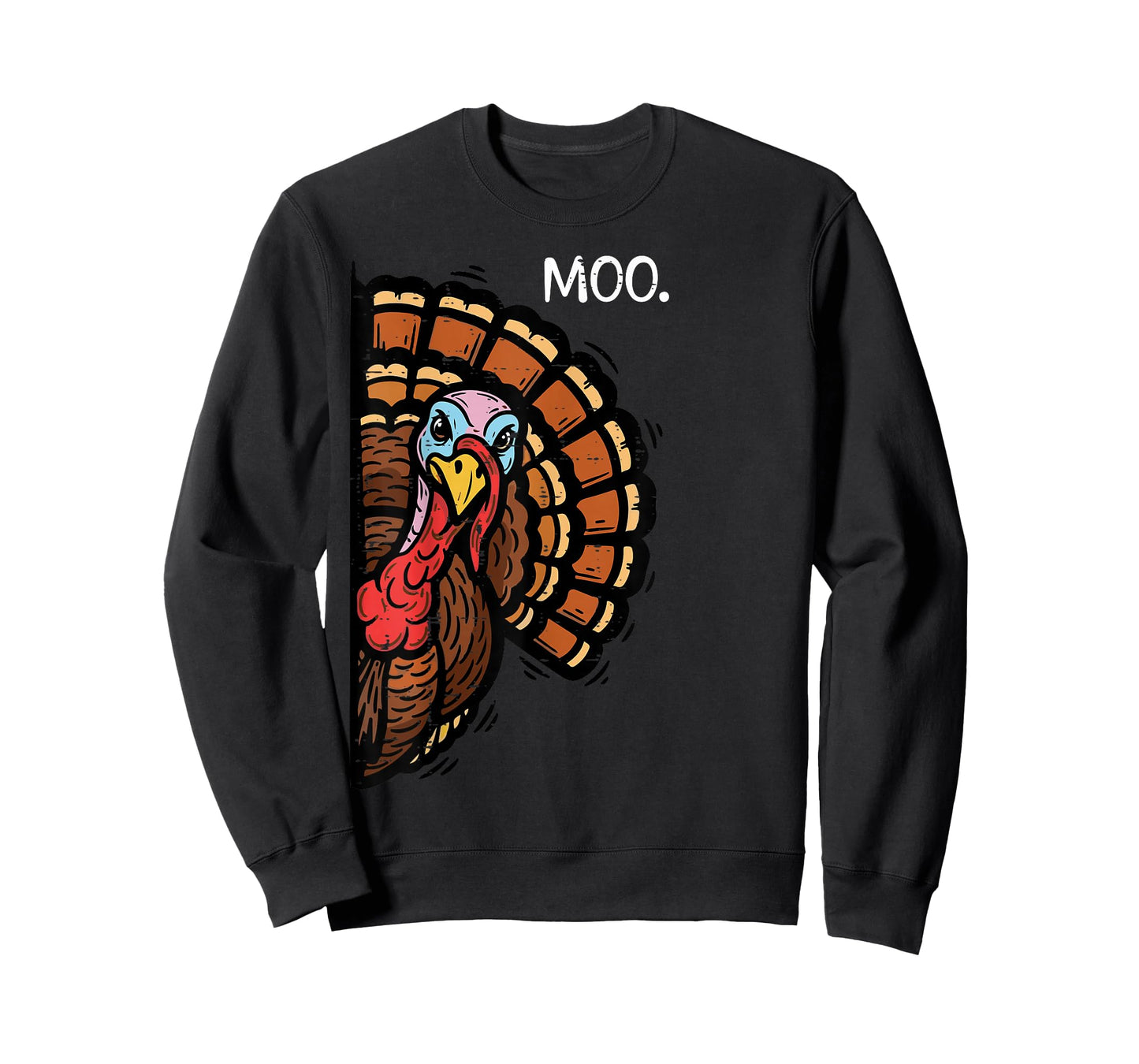 Thanksgiving Peeking Turkey Moo Funny Joke Men Women Kids T-Shirt