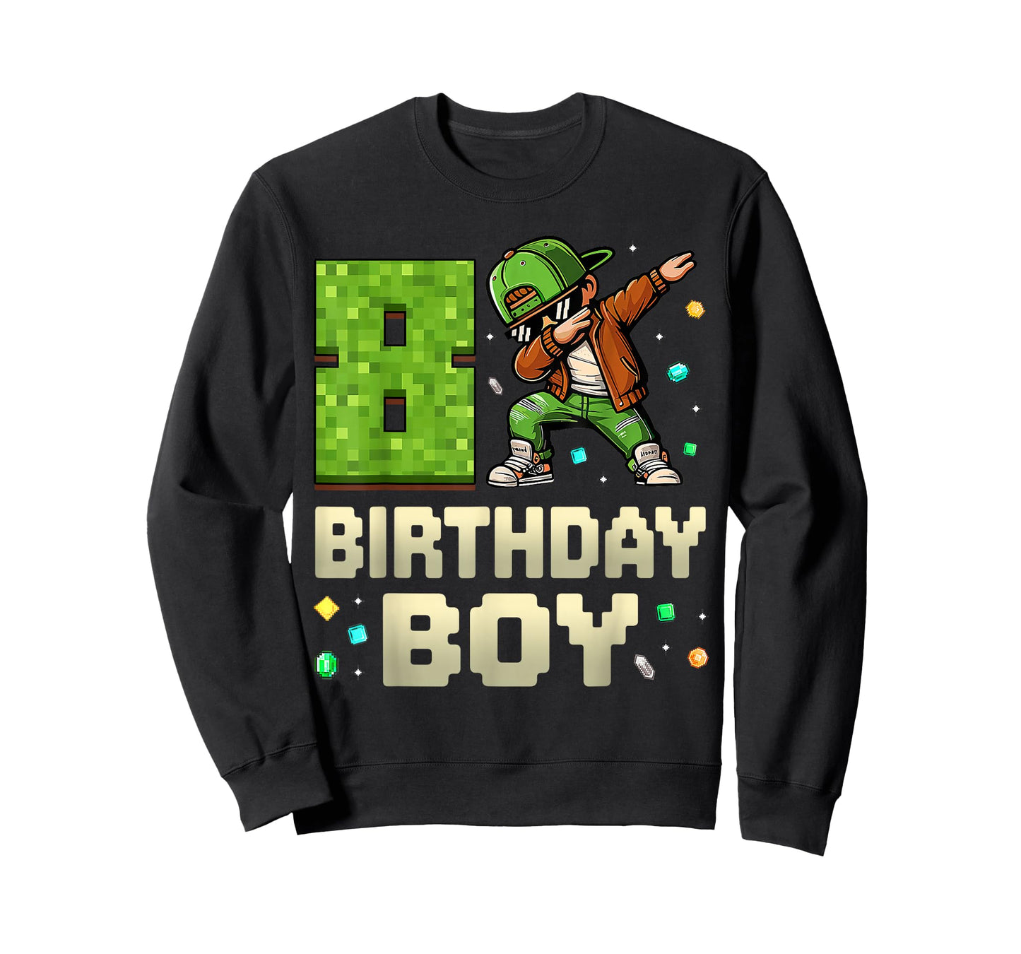 8 Years Birthday Boy 8th Dabbing Boy Game Video Pixel T-Shirt