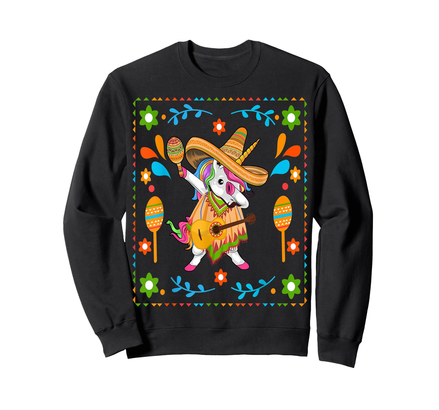 Dabbing Unicorn Poncho Cinco de Mayo Men Sombrero Funny Dab T-Shirt
