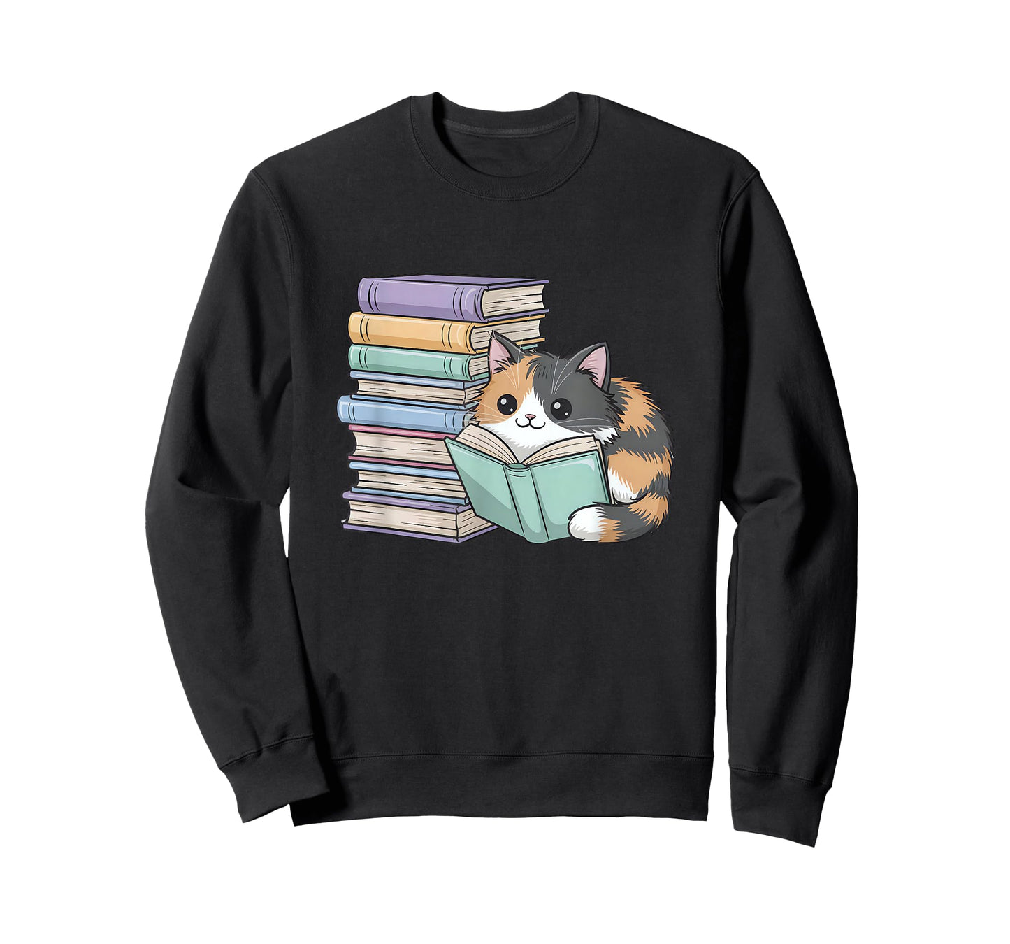 Cat On Books Pets Cats Reading Book Nerd Read Reader Bookcat T-Shirt