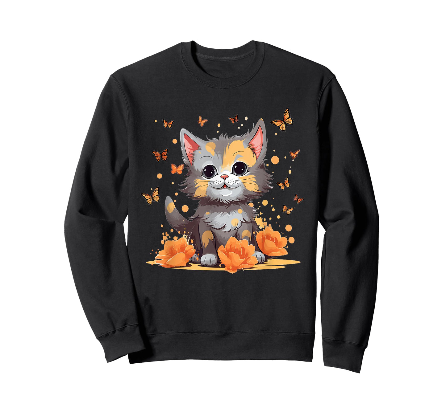 Cute Cat With Flowers I Kids Cat T-Shirt