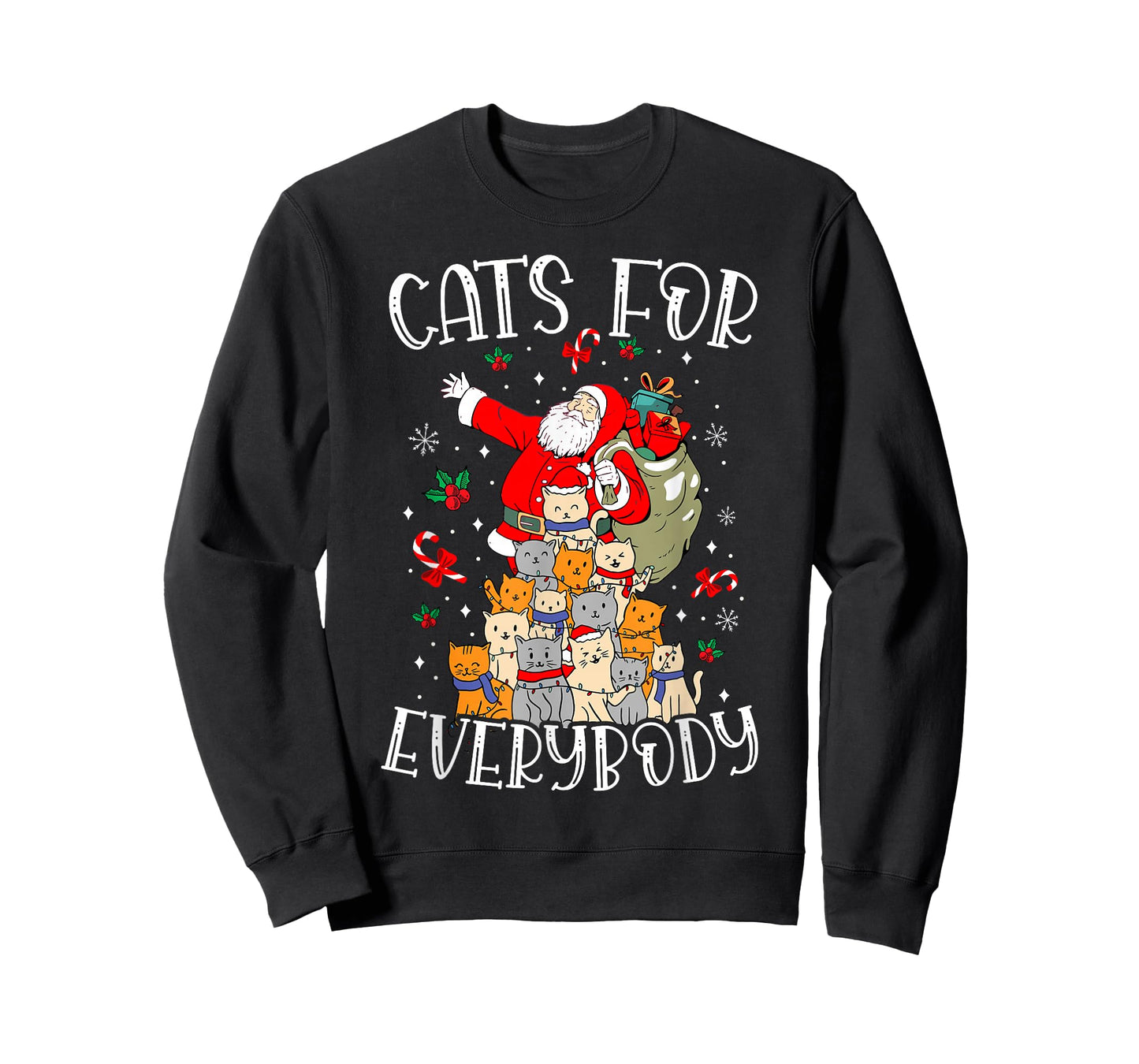 Cats For Everybody Ugly Christmas Cat Funny Xmas T-Shirt