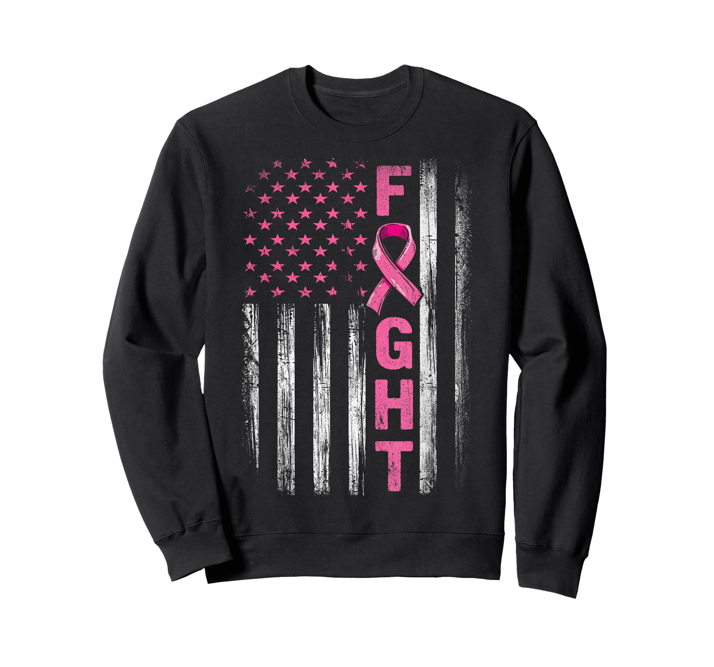 Breast Cancer Awareness American Flag Fight Pink Ribbon T-Shirt
