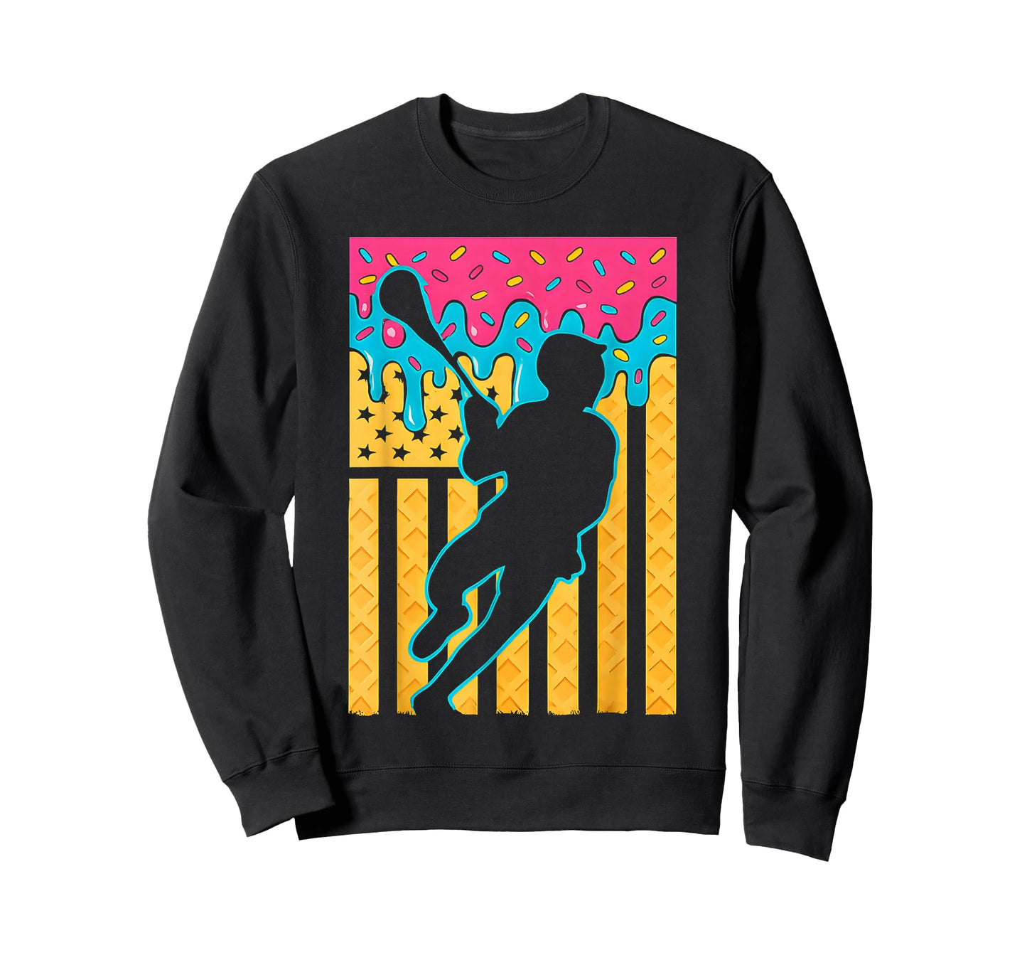 Lacrosse Ice Cream Drip Boys American Flag T-Shirt