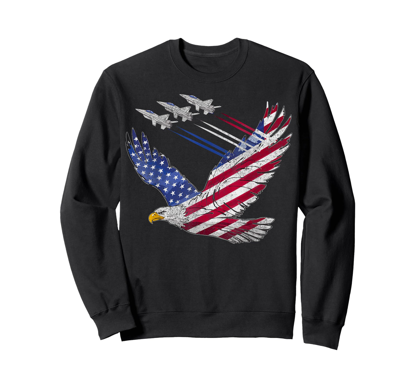 Patriotic Eagle with American Flag and Fighter Jets T-Shirt