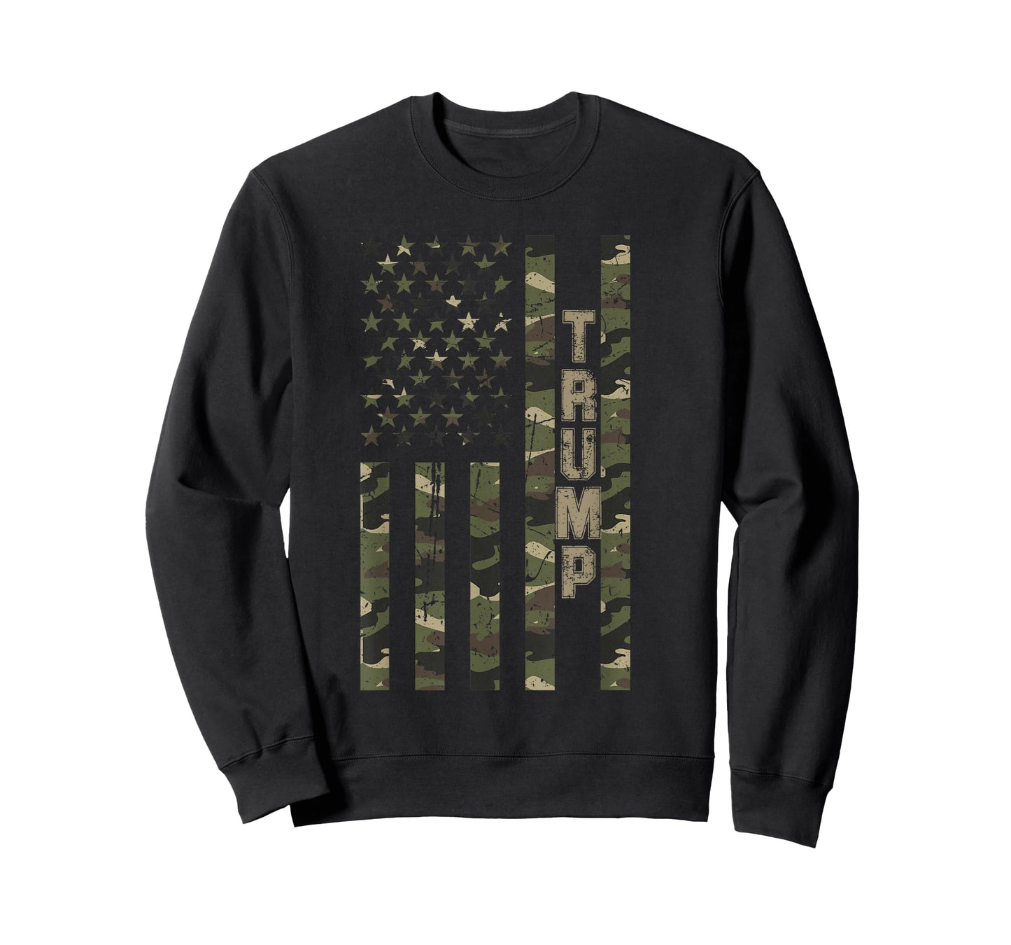 Trump United States Distressed Camo w US Flag T-Shirt