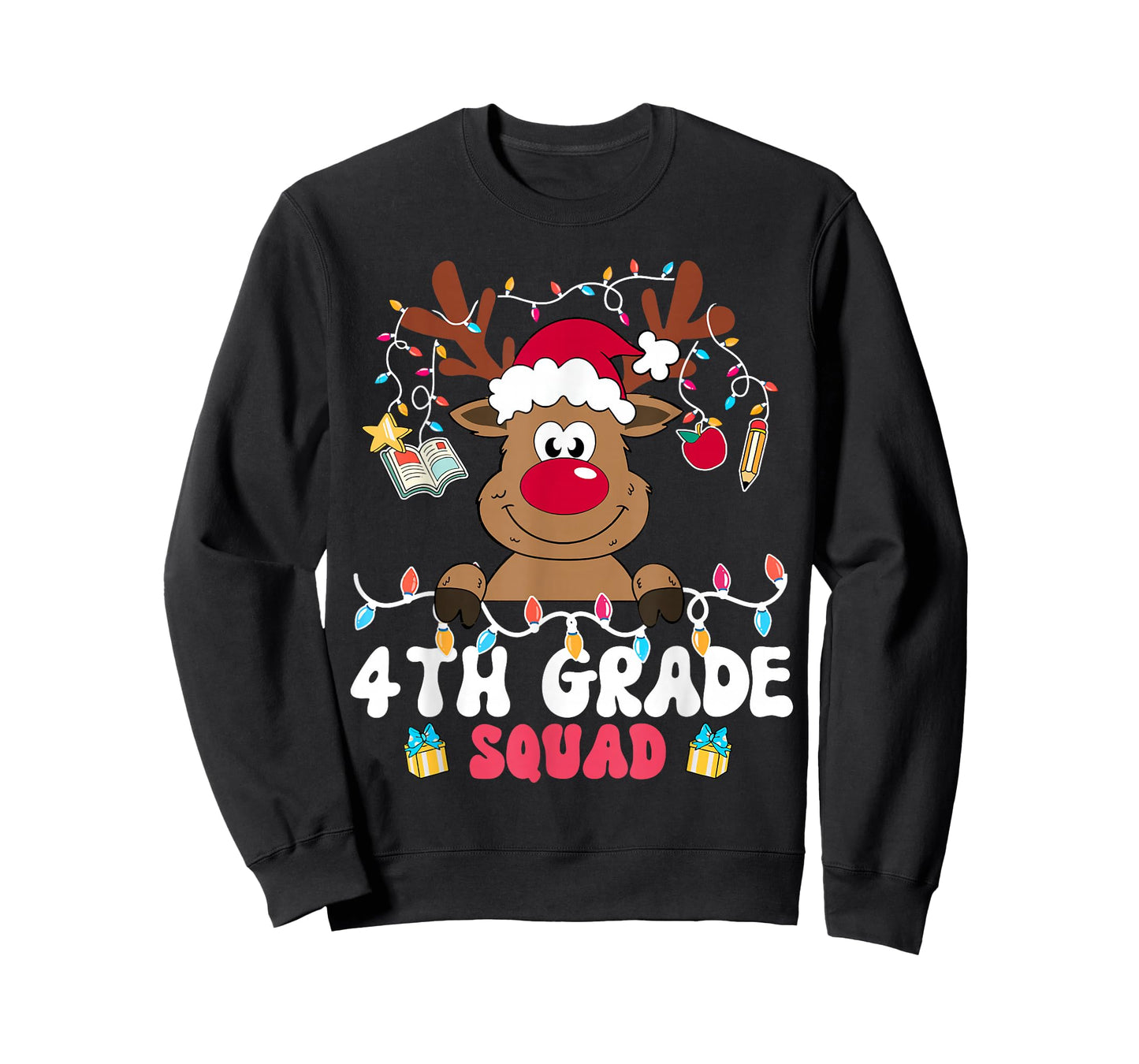 4th Grade Squad Reindeer Christmas Fourth Grade Teacher Xmas T-Shirt