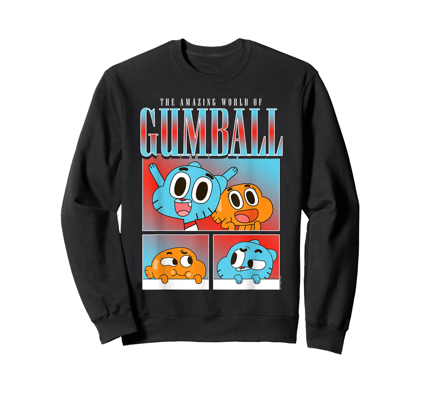 Gumball and Darwin Panels Colorful Cat and Fish Cartoon T-Shirt