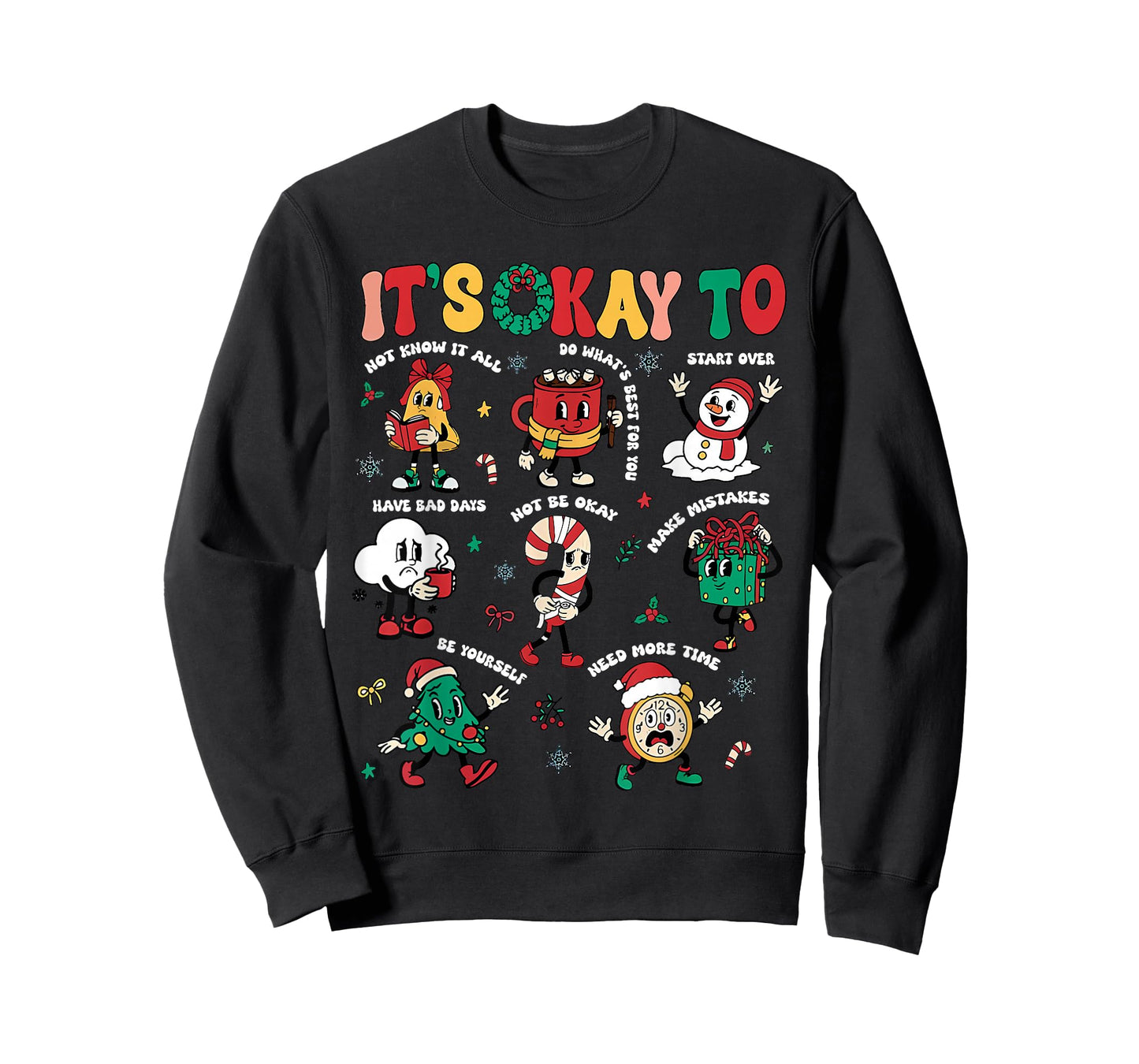 Christmas Mental Health Awareness Men Women It's Okay to T-Shirt