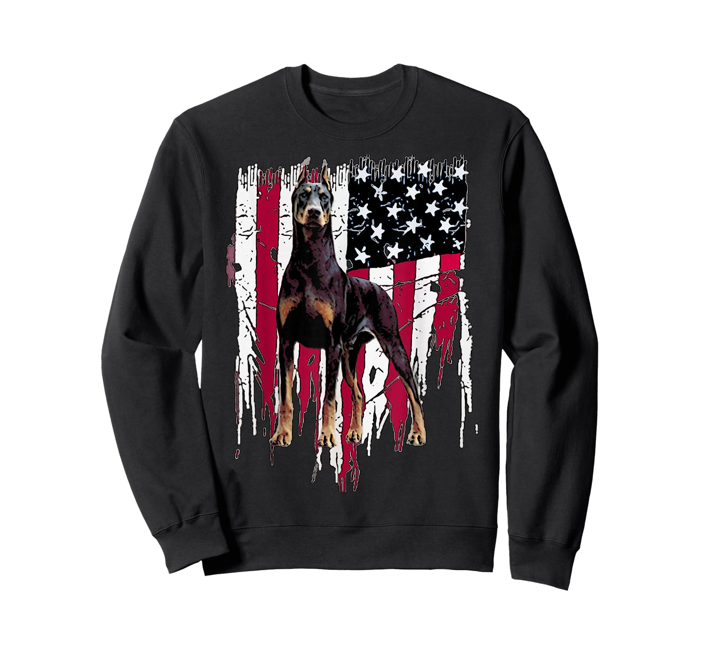 Doberman Pinscher American Flag USA Awesome T-Shirt Small