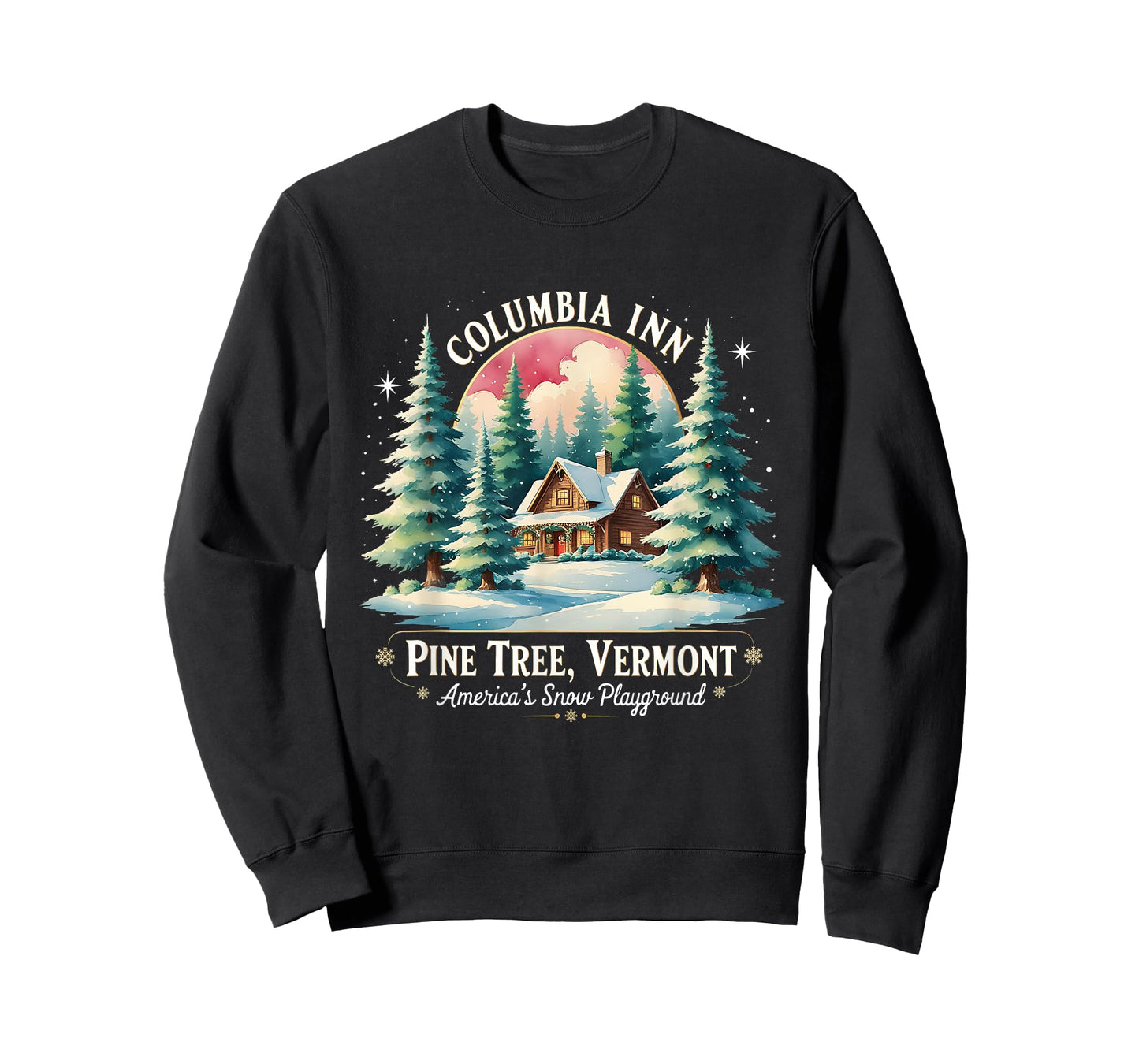 Columbia Inn Pine Tree Frosty Cozy Winter Christmas T-Shirt