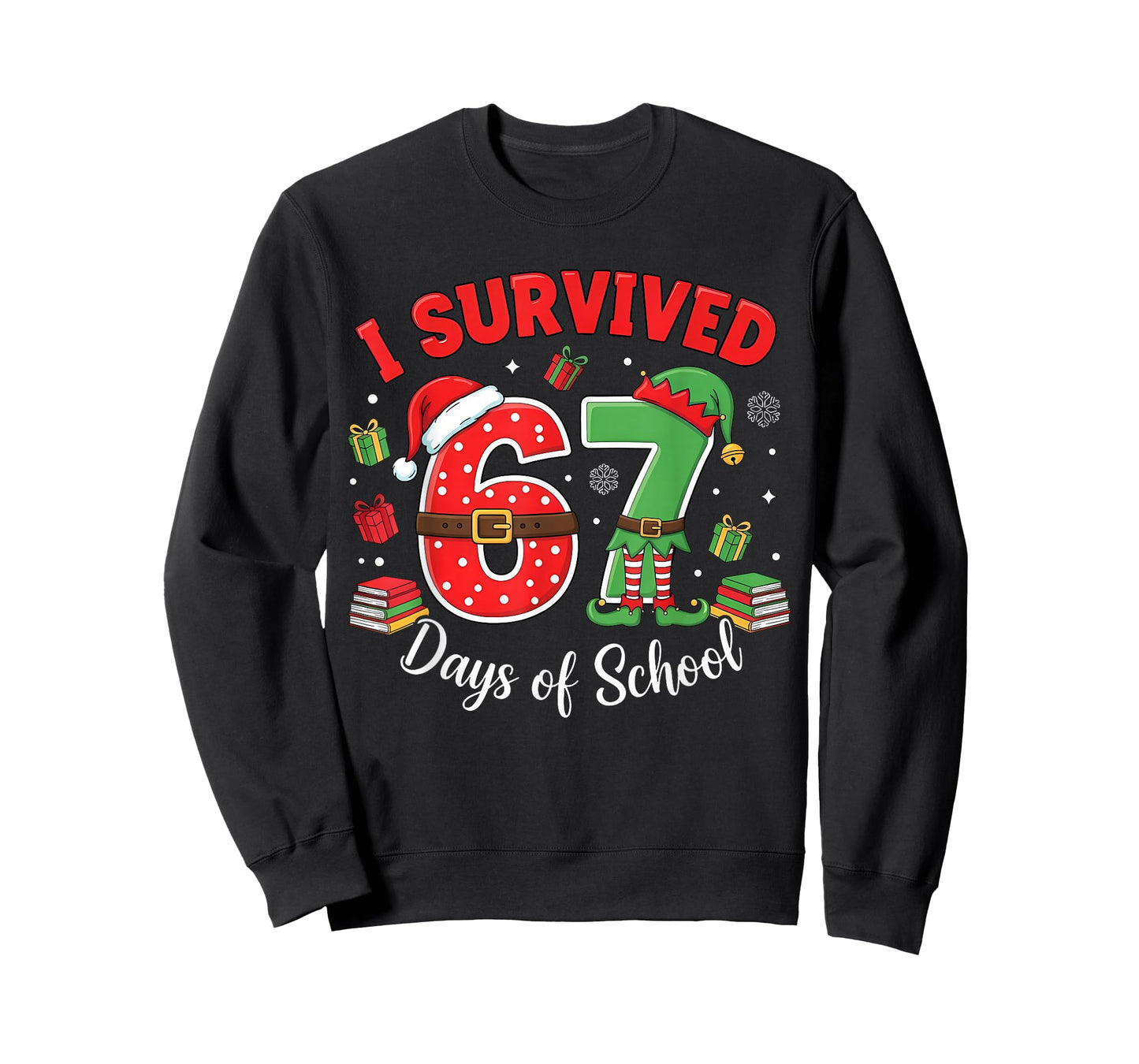 I Survived 67 Days of School Funny Christmas Teacher Student T-Shirt