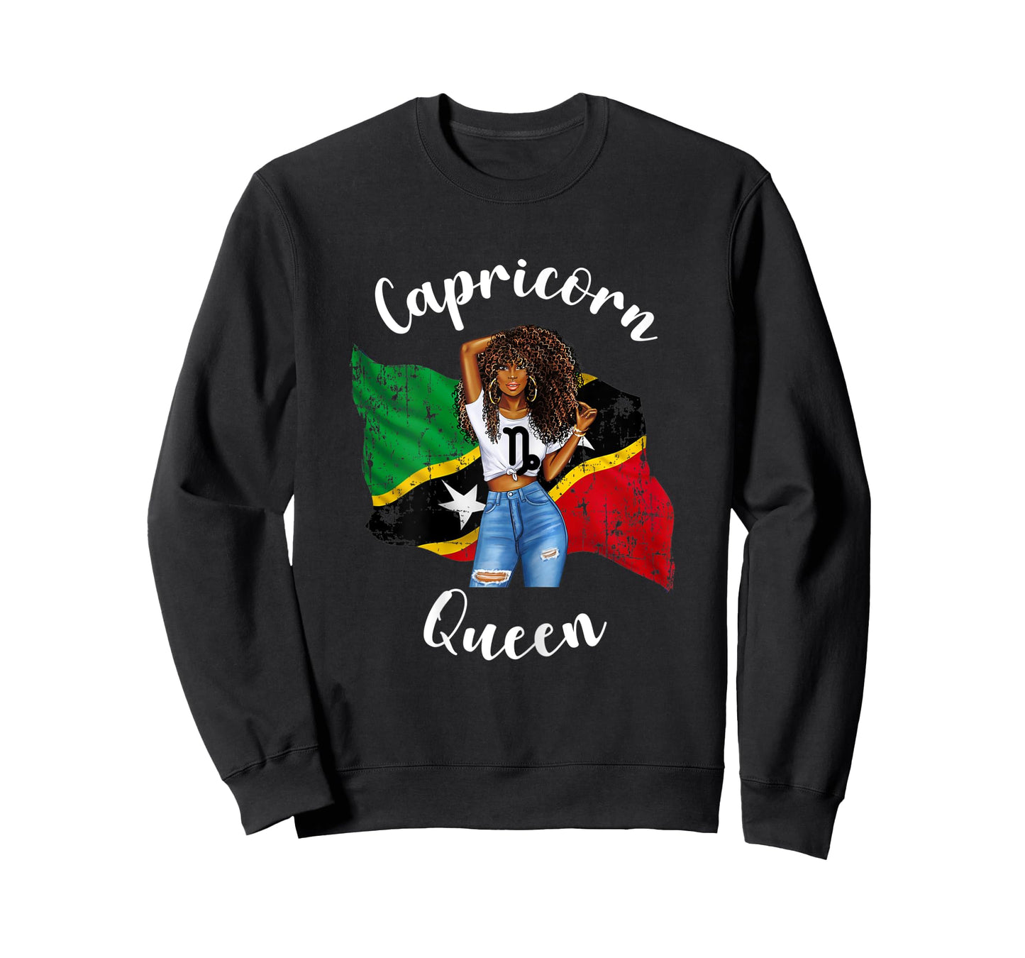 Womens St Kitts Queen Capricorn Birthday Zodiac Astrology January T-Shirt
