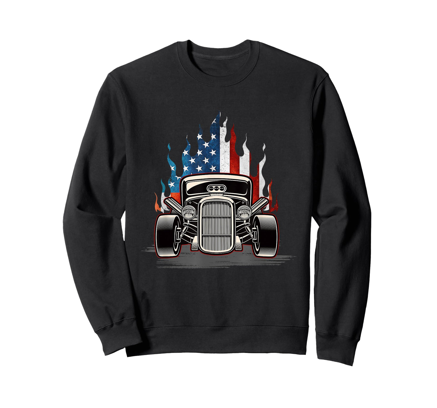 American Flag Vintage Hot Rod Veteran Memorial Day July 4 T-Shirt