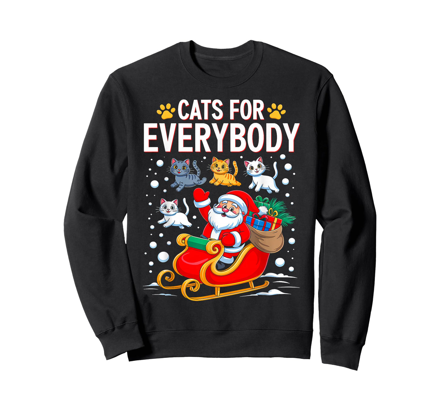 Funny Christmas Cat Santa Xmas Pajamas Cats for Everybody T-Shirt