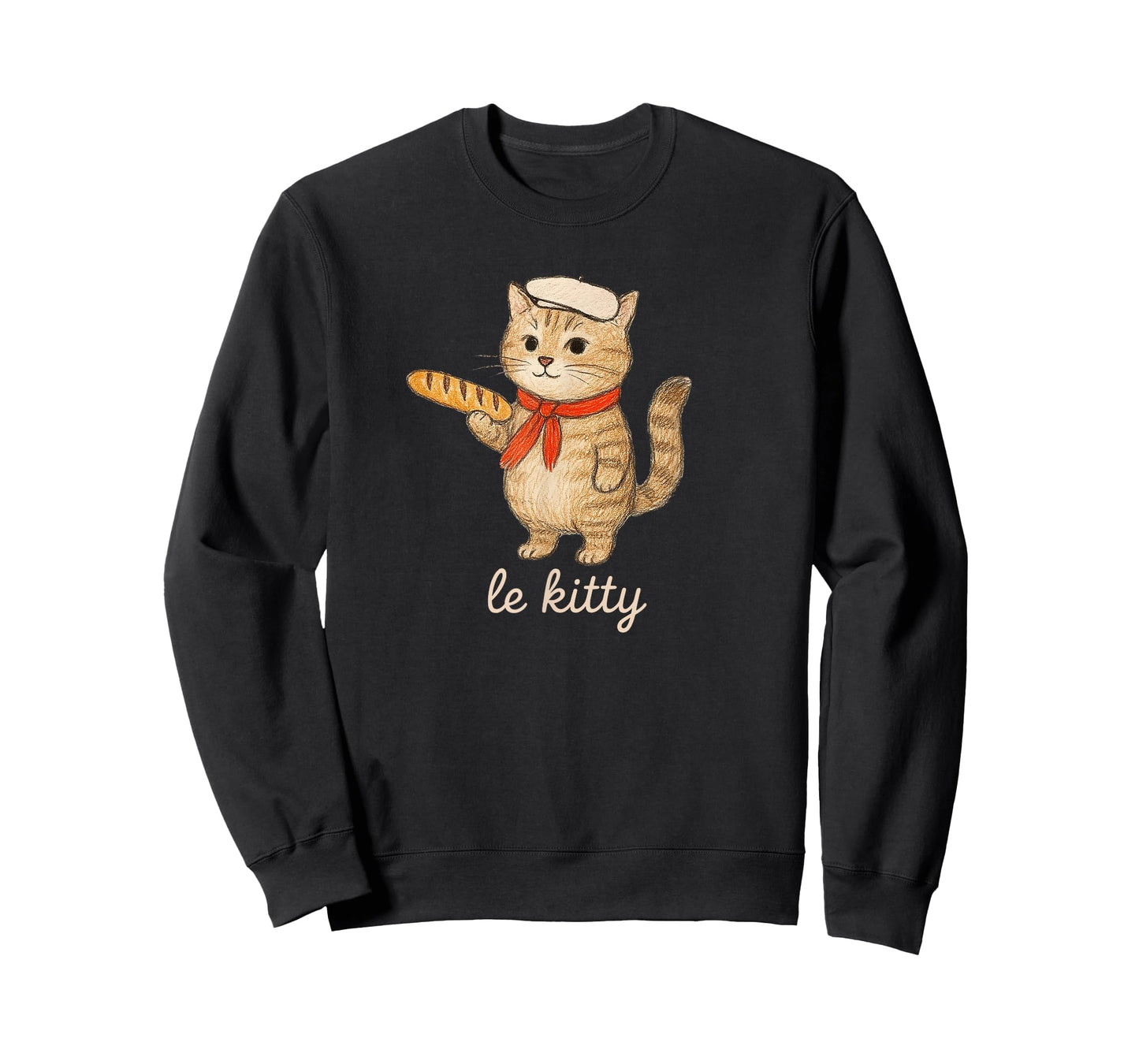 French Cat with Baguette | Cute Cat, Bonjour Funny Animal T-Shirt