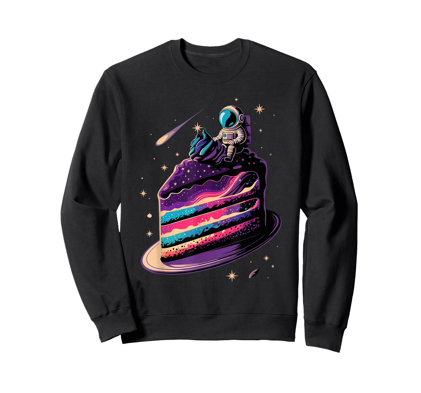 Astronaut Sitting Cake Space Stars Galaxy Planets T-Shirt