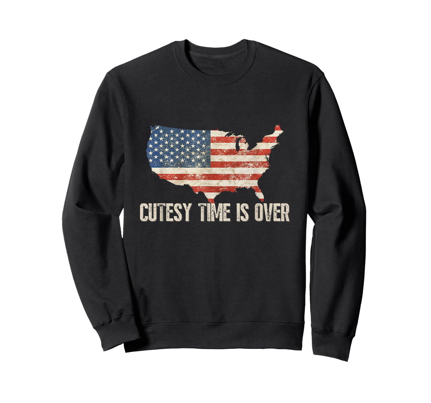 Cutesy Time Is Over American Flag Patriotic Conservative T-Shirt for Women Men