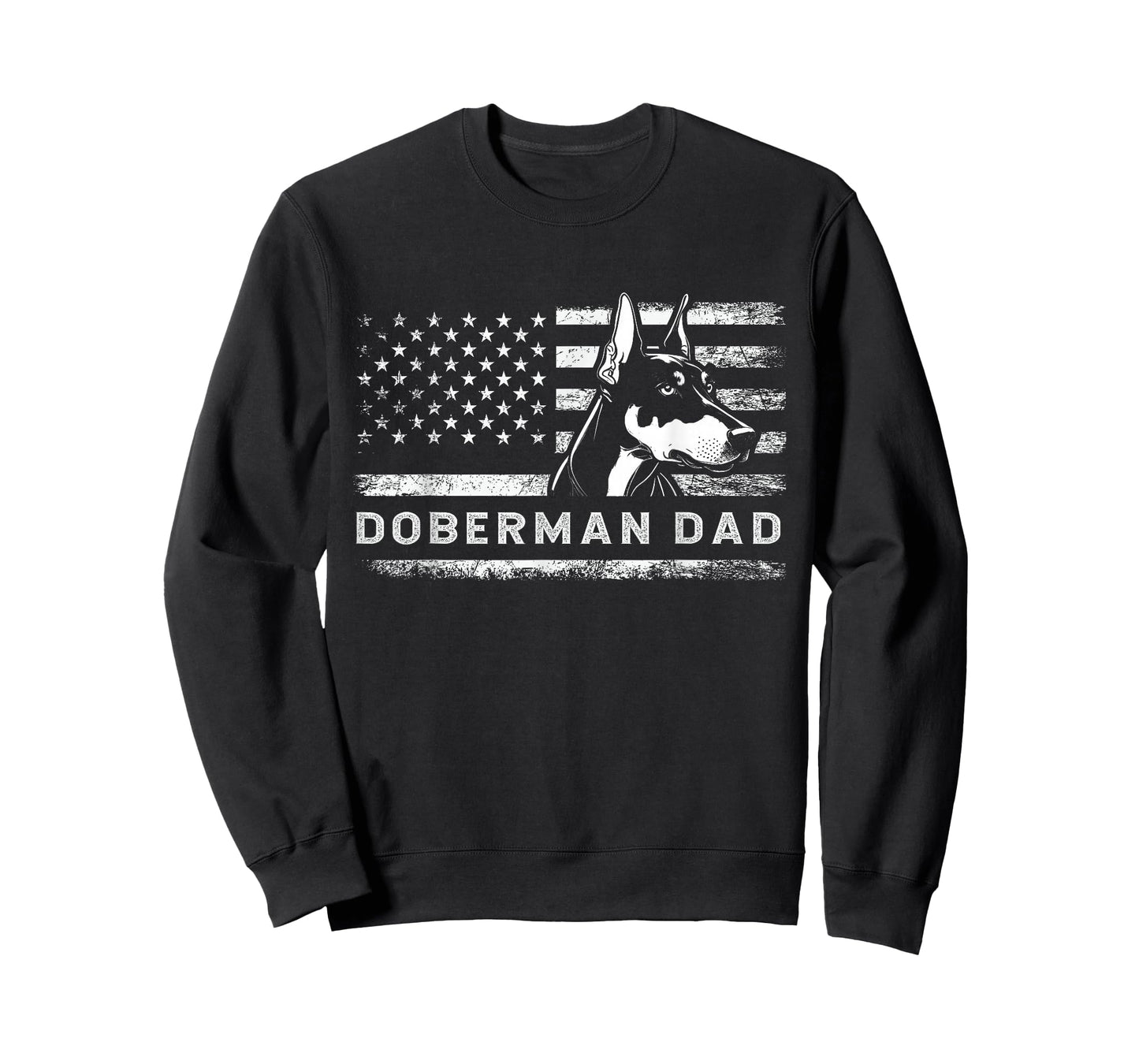 Doberman Pinscher Dog Dad American Flag Dobie Dad T-Shirt