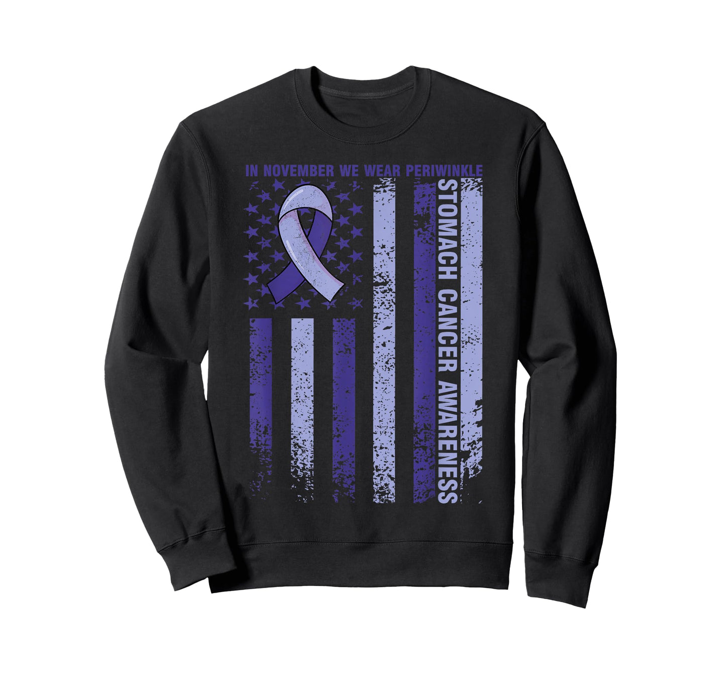 in November We Wear Periwinkle Stomach Cancer Awareness Flag T-Shirt