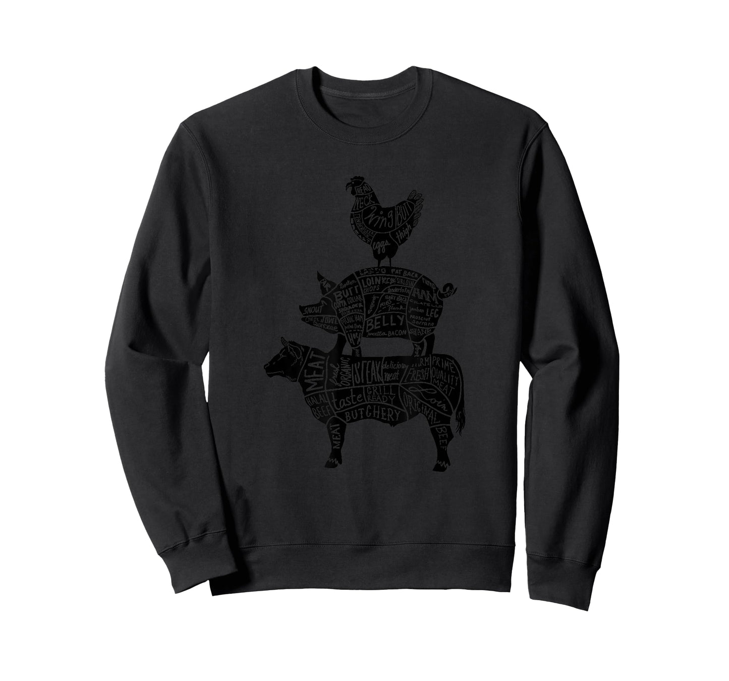 Cow Pig Chicken Parts Retro Beef Pork Poultry Meat Cuts Gift T-Shirt