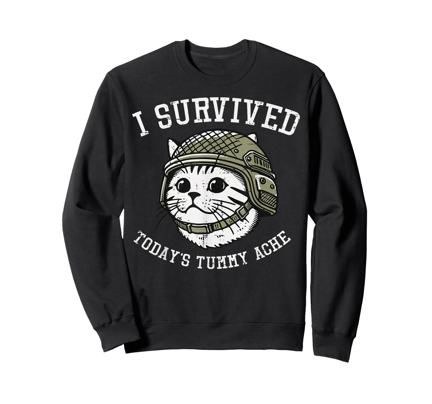 I Survived Todays Tummy Ache Cat Funny Saying Cringe Weird T-Shirt