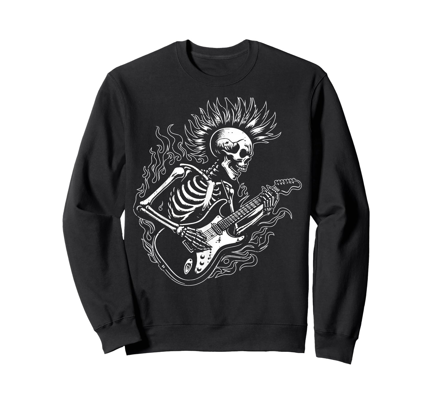 Punk Rock Skeleton Electric Guitar Rocker Men Boys Kids T-Shirt