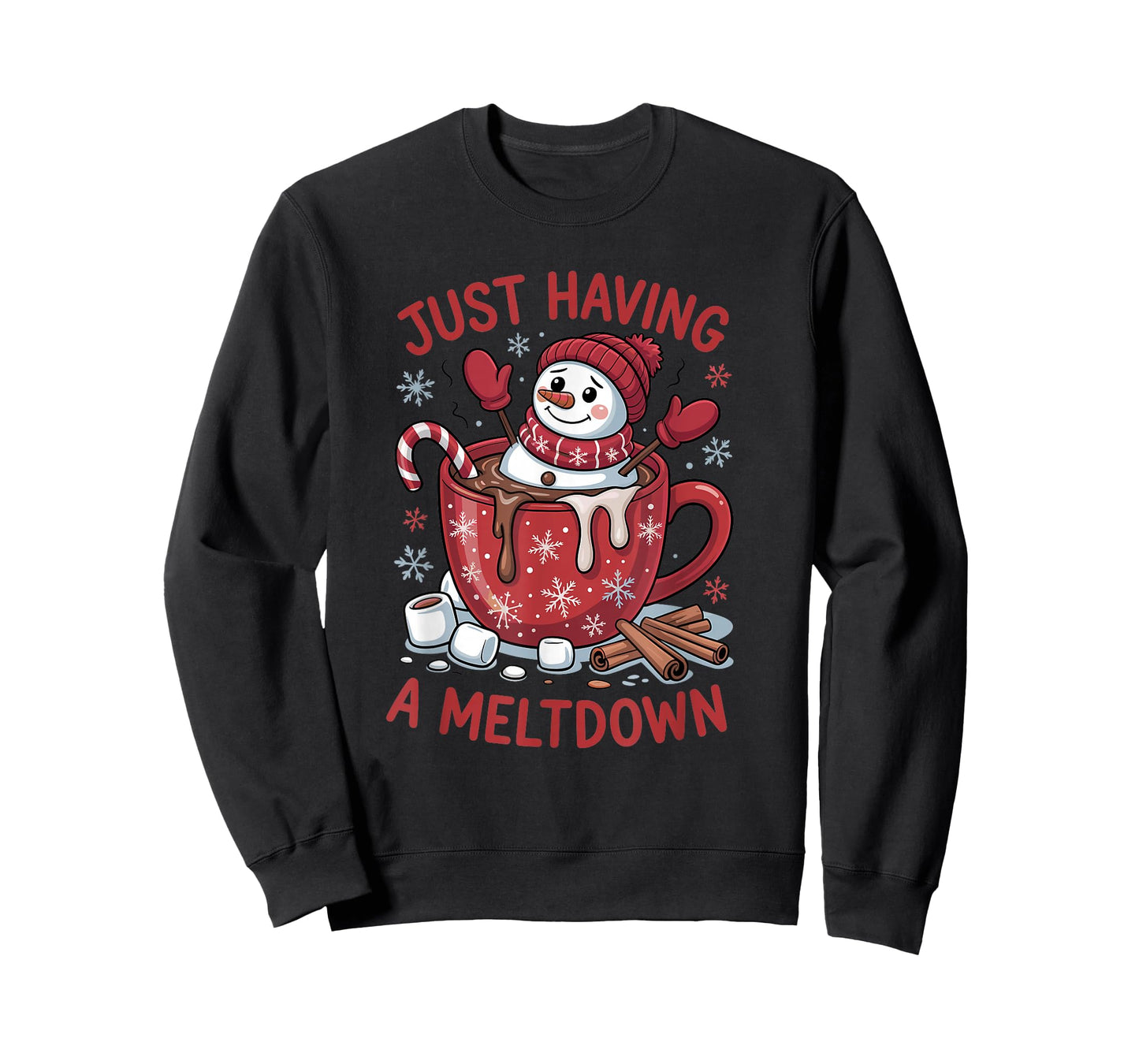 Funny Christmas Snowman Hot Chocolate Just Having A Meltdown T-Shirt