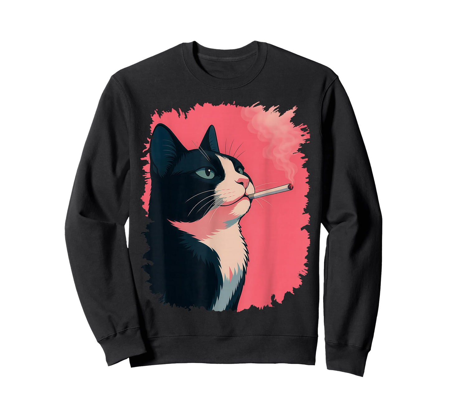 Retro Cool Cat Smoking Funny Cat for Men Women T-Shirt